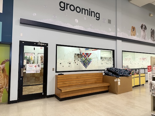 The dog groomers wing inside of a PetSmart store
