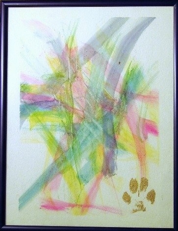 A painting done by Coyote the Australian Cattle Dog