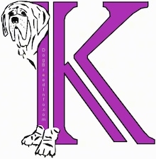 A drawn picture of a dog that is also the letter K