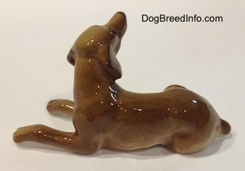 Vintage miniature bone china Vizsla dog. Side view.