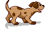 An Animated gif of a drawn brown dog barking.