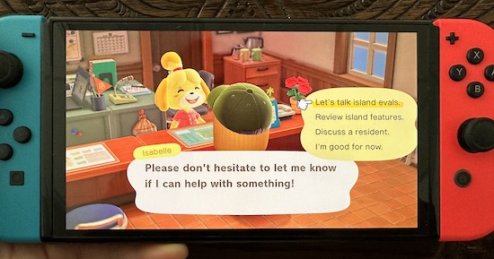 Aries asking Isabelle for an island evaluation score