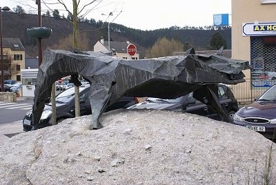 Statue of the Beast on a small square in Marvejols, France