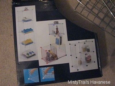 The instructions to a small wire rack enclosure.