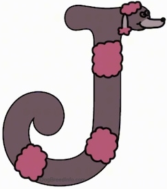 A drawn picture of a dog that is also the letter J