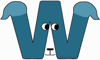 A drawn picture of a dog that is also the letter W
