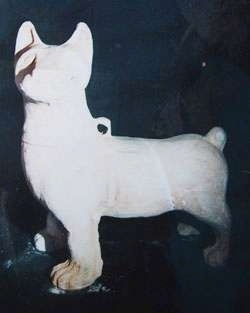 A Sculpture of the Chinese Chongqing dog made in a white material