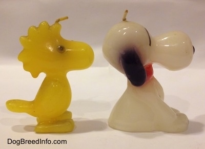 The right side of a Snoopy and Woodstock 1970s candle set.